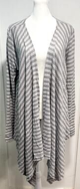 OSKA Hemp / Organic Cotton Striped Open-Front Draped Cardigan Size 1
